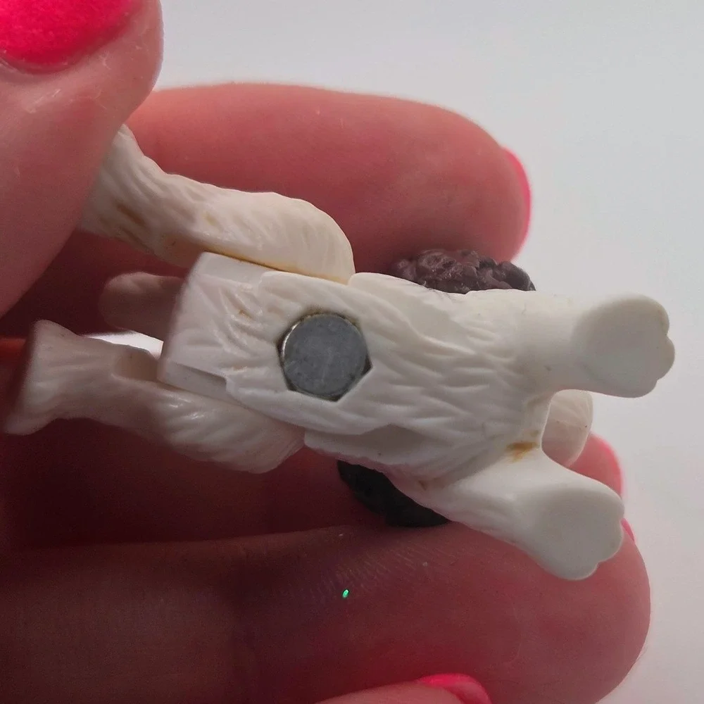 Vintage Dolly Pocket Magnetic White Spaniel Dog Figure Poseable Mini Pet